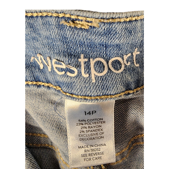 Westport Cropped Capris Denim Jeans Embroidered Floral Cuff Women's 14p - Picture 4 of 4